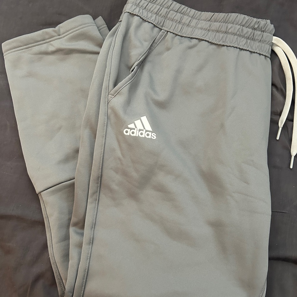 Adidas Gray Sweatpants with Elastic Waistband and Cuffs